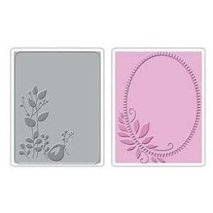 Sizzix Textured Impressions Embossing Folders 2PK - Birds & Wreath Set