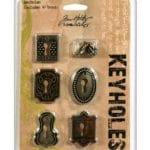 Tim Holtz Key Holes - 5 keyholes and 10 Long Fasteners
