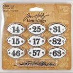 Tim Holtz Plaquettes - 9 Plaquettes and 18 long Fasteners