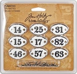 Tim Holtz Plaquettes - 9 Plaquettes and 18 long Fasteners