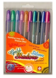 Sakura Gelly Roll Gold & Silver shadow Set of 10 pens