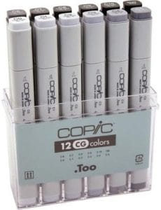 Copic Cool Grey Marker - Set of 12 Markers