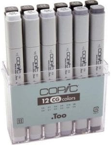 Copic Cool Grey Marker - Set of 12 Markers