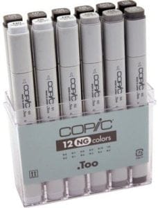 Copic Neutral Grey Marker - Set of 12 Markers