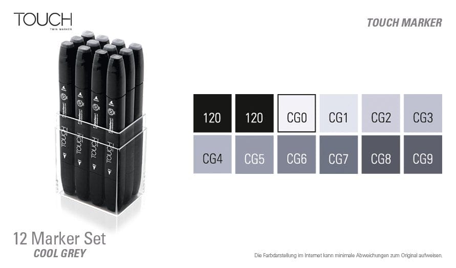Shinhan Touch Marker "CG" (Cool Grey) Color - Set of 12 CG 12 Shinhan Touch Marker "CG" (Cool Grey) Color - Set of 12