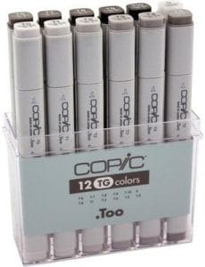 Copic Toner Grey Marker - Set of 12 Markers