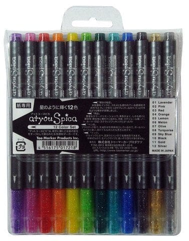 Copic Spica Glitter Pen Set A - Set of 12 Colors gl12a large Copic Spica Glitter Pen Set A - Set of 12 Colors