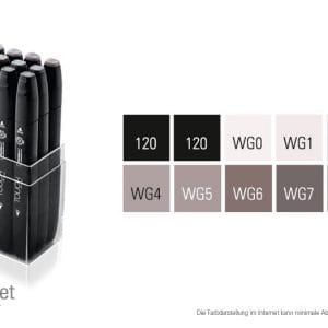 Shinhan Touch Marker "WG" (Warm Grey) Color - Set of 12