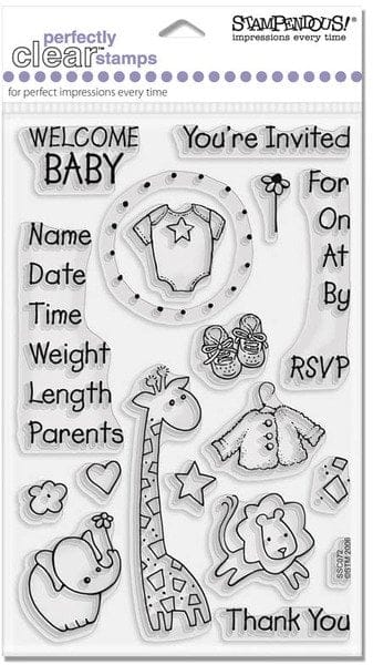 Stampendous Perfectly Clear Stamp - Baby Invite SSC072 Baby Invite Stampendous Perfectly Clear Stamp - Baby Invite