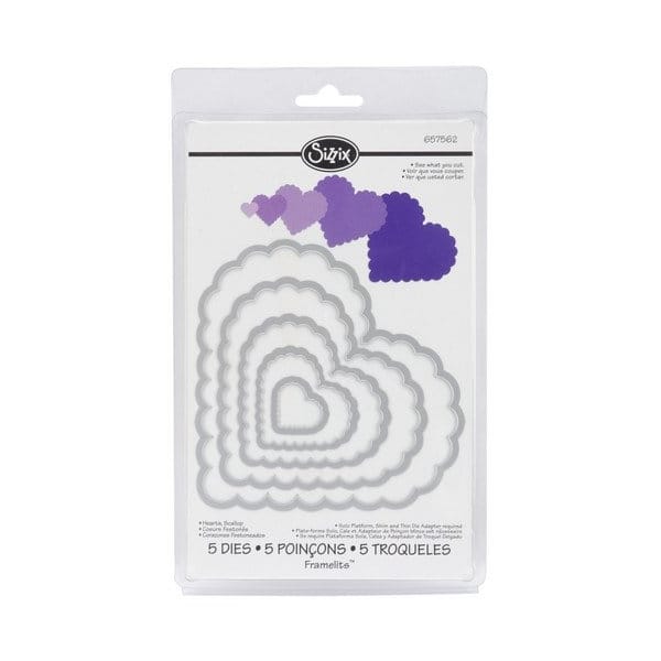 Sizzix Framelits Dies 5/Pkg-Scallop Hearts