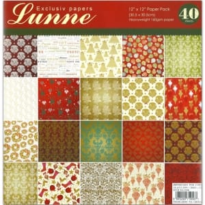Assorted 12x12 Paper Pack - Lunne (Set of 40 sheets)
