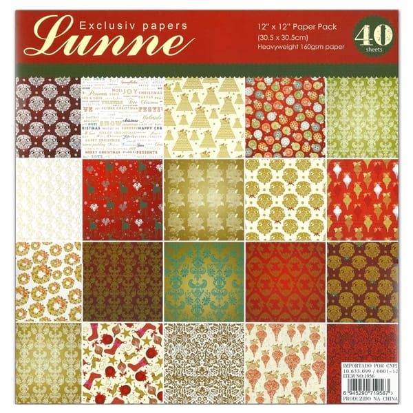 Assorted 12x12 Paper Pack - Lunne (Set of 40 sheets)