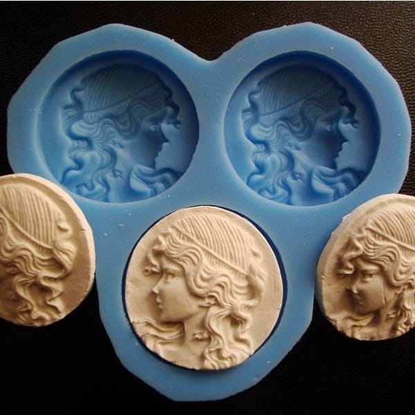 Lady Cameo Round Silicone Clay Mould