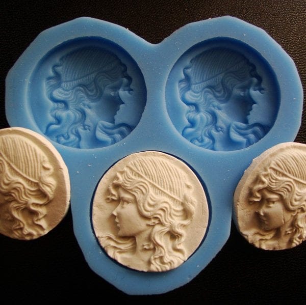 Lady Cameo Round Silicone Clay Mould CAMOLD8 Lady Cameo Round Silicone Clay Mould