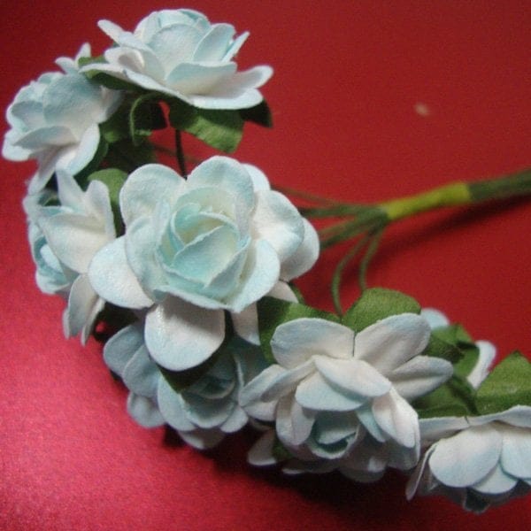 Mulberry Paper Roses - Two Toned Sky Blue Mulberry Paper Roses Two Toned Sky Blue Mulberry Paper Roses - Two Toned Sky Blue