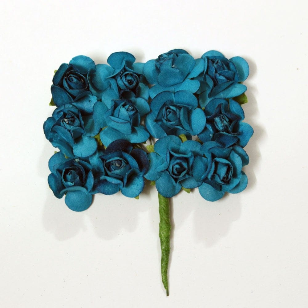 Mulberry Paper Roses - Turquoise (Pack of 24 roses)
