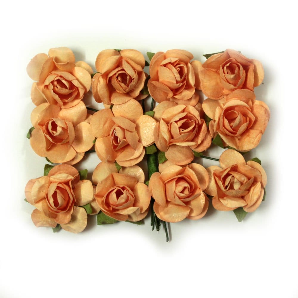 Mulberry Paper Roses - Light Orange (Pack of 24 roses) camr04 light orange mulberry roses Mulberry Paper Roses - Light Orange (Pack of 24 roses)