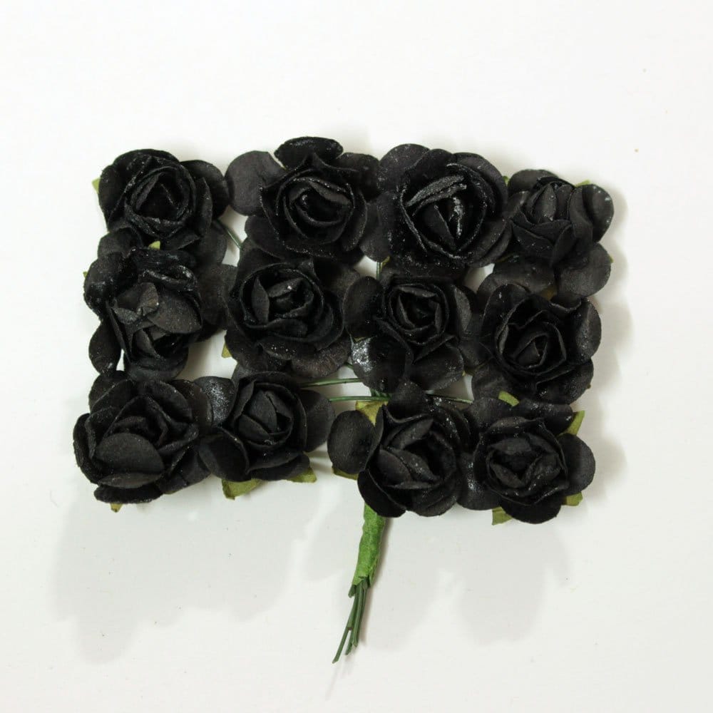 Mulberry Paper Roses - Black (Pack of 24 roses) camr16 black mulberry roses Mulberry Paper Roses - Black (Pack of 24 roses)