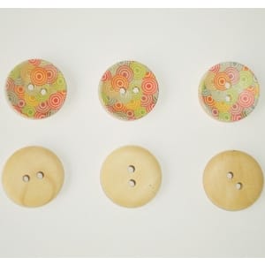 Wooden Circle Shape Button Pattern 2 - Small (Creamish Background with muti colored circles)