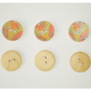 Wooden Circle Shape Button Pattern 2 - Small (Creamish Background with muti colored circles)