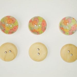 Wooden Circle Shape Button Pattern 2 - Small (Creamish Background with muti colored circles)