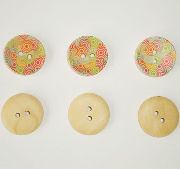 Wooden Circle Shape Button Pattern 2 - Small (Creamish Background with muti colored circles) CAWB06 Wooden Circle Shape Button Pattern 2 - Small (Creamish Background with muti colored circles)