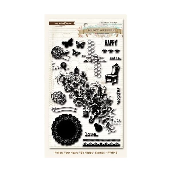 My Minds Eye - Follow your Heart - Be Happy Clear Stamp