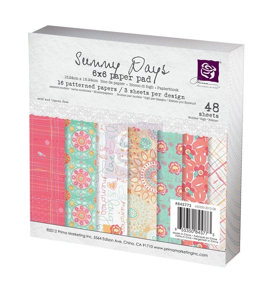 Prima - Sunny Days - 6x6 Paperpack