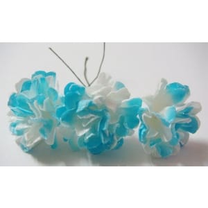 Paper Flowers - Sparkled Carnation - Blue (Pack of 12 flowers)