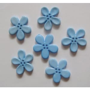 Plastic Flower Buttons - Blue