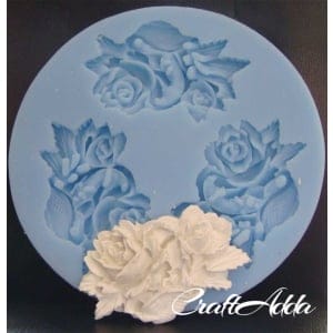 A branch of rose & leaves Silicone Clay Mould
