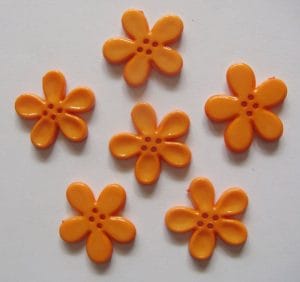 Plastic Flower Buttons - Orange