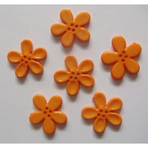 Plastic Flower Buttons - Orange