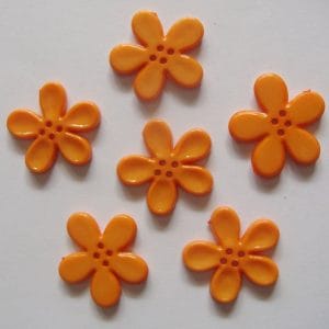 Plastic Flower Buttons - Orange