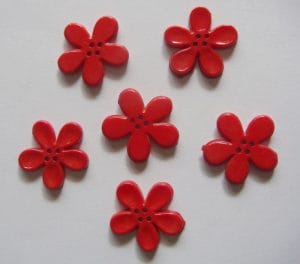 Plastic Flower Buttons - Red