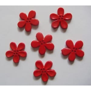 Plastic Flower Buttons - Red