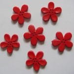 Plastic Flower Buttons - Red