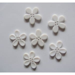 Plastic Flower Buttons - White