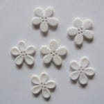 Plastic Flower Buttons - White