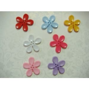 Large Plastic Flower Buttons - Mix Bright Colors