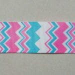 GrossGrain 1 Inch Ribbons - Chevron Style - Pink and Blue