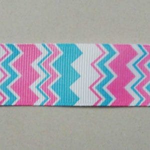 GrossGrain 1 Inch Ribbons - Chevron Style - Pink and Blue
