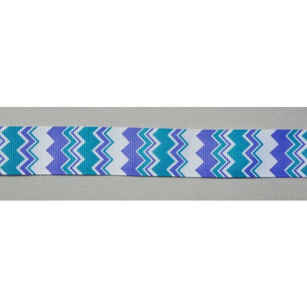 GrossGrain 1 Inch Ribbons - Chevron Style - Purple and Blue