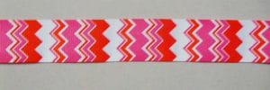 GrossGrain 1 Inch Ribbons - Chevron Style - Red and Pink