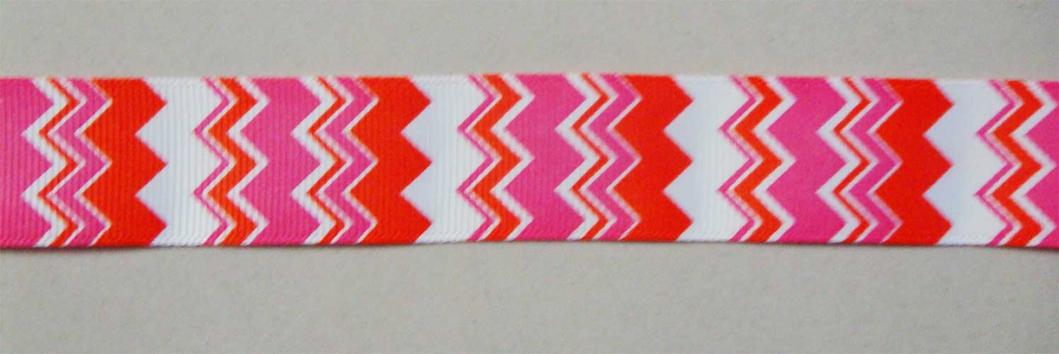 GrossGrain 1 Inch Ribbons - Chevron Style - Red and Pink ChevronRednPink1InchGrossGrainRibbon GrossGrain 1 Inch Ribbons - Chevron Style - Red and Pink