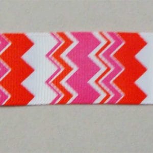 GrossGrain 1 Inch Ribbons - Chevron Style - Red and Pink