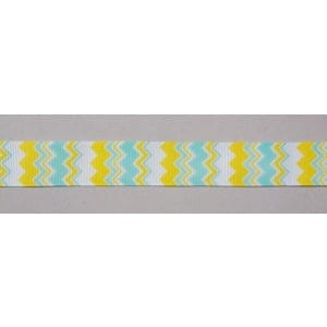 GrossGrain 1 Inch Ribbons - Chevron Style - Yellow and Blue