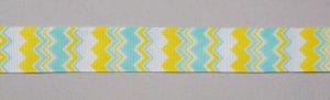 GrossGrain 1 Inch Ribbons - Chevron Style - Yellow and Blue