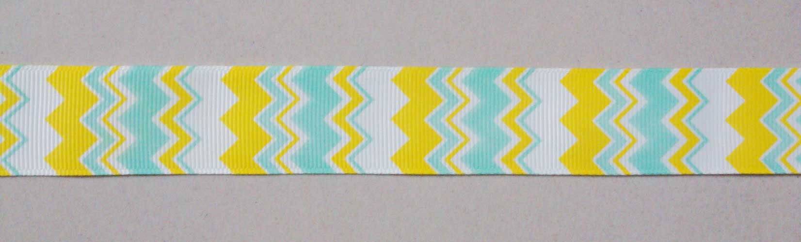 GrossGrain 1 Inch Ribbons - Chevron Style - Yellow and Blue ChevronYellowNBlue1InchGrossGrainRibbon GrossGrain 1 Inch Ribbons - Chevron Style - Yellow and Blue
