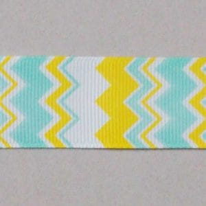 GrossGrain 1 Inch Ribbons - Chevron Style - Yellow and Blue